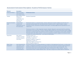 Assessment	Instrument	Description:	Scantron	Performance	Series