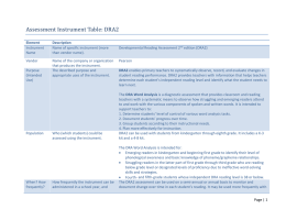 Assessment	Instrument	Table:	DRA2