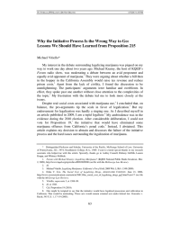 Why the Initiative Process Is the Wrong Way to Go: