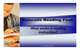 Colorado Reading First: What works in reading instruction? Colorado Reading First, 2004