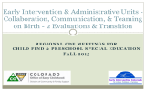 Early Intervention &amp; Administrative Units - Collaboration, Communication, &amp; Teaming