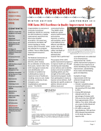 UCHC Newsletter  UCHC Earns 2013 Excellence in Quality Improvement Award U