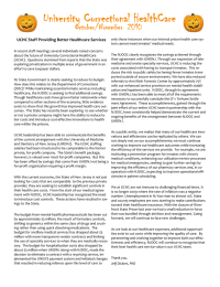 University Correctional HealthCare October/November  2010 UCHC Staff Providing Better Healthcare Services 