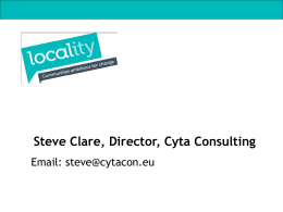 Steve Clare, Director, Cyta Consulting Email: