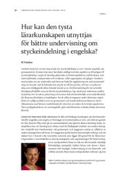 Hur kan den tysta lärarkunskapen utnyttjas för bättre undervisning om styckeindelning i engelska?