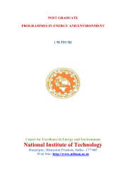 National Institute of Technology POST GRADUATE  PROGRAMMES IN ENERGY AND ENVIRONMENT