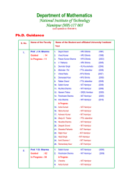 Department of Mathematics National Institute of Technology Hamirpur (HP)-177 005 Ph.D. Guidance