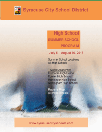 High School Syracuse City School District SUMMER SCHOOL