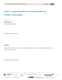 Lesson 1:  Interpreting Division of a Whole Number by... Fraction—Visual Models 6•2