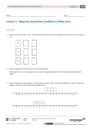 Lesson 1:  Opposite Quantities Combine to Make Zero 7•2  Lesson 1