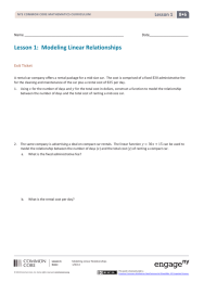 Lesson 1:  Modeling Linear Relationships 8•6  Lesson 1