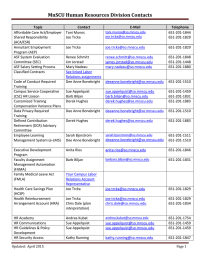 MnSCU Human Resources Division Contacts