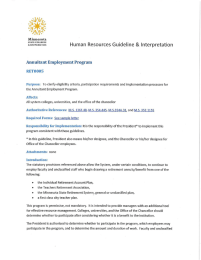 Human  Resources Guideline &amp;  Interpretation Annuitant Employment Program RET0005 Minnesota