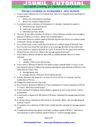 Physics Worksheet MOTION Yash Mathankar