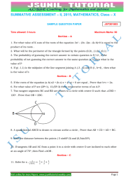 – II, 2015, MATHEMATICS, Class – X SUMMATIVE ASSESSMENT  SAMPLE QUESTION PAPER