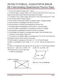 JSUNILTUTORIAL, SAMASTIPUR BIHAR 8th Understanding Quadrilaterals Practice Paper