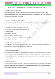 8 SCIENCE REACHING THE AGE OF ADOLESCENCE