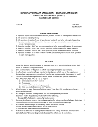 KENDRIYA VIDYALAYA SANGATHAN,    ERANAKULAM REGION SAMPLE PAPER-SCIENCE