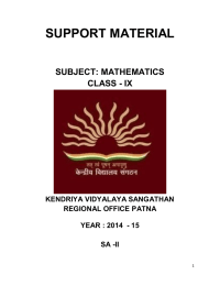 SUPPORT MATERIAL SUBJECT: MATHEMATICS CLASS - IX