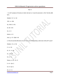 10th Arithmetic Progression solves questions
