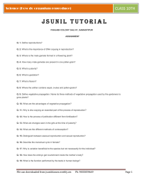 J S U N I L   T U... CLASS 10TH Science (How do organism reproduce)