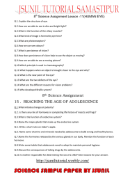 8 Science Assignment Lesson -11(HUMAN EYE)