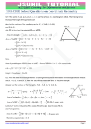 10th CBSE Solved Questions on Coordinate Geometry