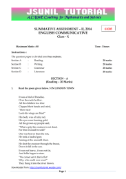 ENGLISH COMMUNICATIVE SUMMATIVE ASSESSMENT – II, 2014 61005 Class - X