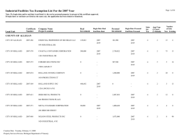 Industrial Facilities Tax Exemption List For the 2007 Year