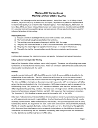 Montana MS4 Working Group Meeting Summary October 27, 2015