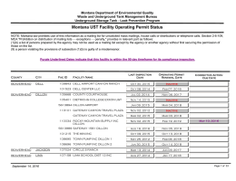 Montana Department of Environmental Quality Waste and Underground Tank Management Bureau