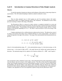 Lab #1 Introduction to Gamma Detection &amp; Pulse Height Analysis