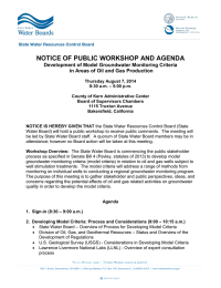 NOTICE OF PUBLIC WORKSHOP AND AGENDA