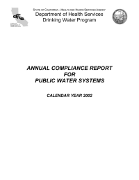 ANNUAL COMPLIANCE REPORT FOR PUBLIC WATER SYSTEMS Department of Health Services