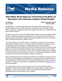 State Water Board Approves Treated Recycled Water for