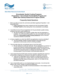 Groundwater Quality Funding Programs: Proposition 1 Groundwater Sustainability Program and