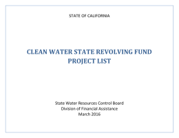 CLEAN WATER STATE REVOLVING FUND PROJECT LIST STATE OF CALIFORNIA