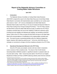 Report of the Statewide Advisory Committee on Cooling Water Intake Structures