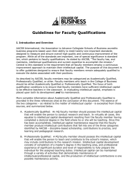 Guidelines for Faculty Qualifications