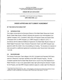 ORDER APPROVING SETTLEMENT AGREEMENT