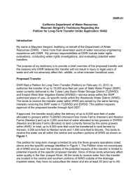 DWR-01  California Department of Water Resources Maureen Sergent’s Testimony Regarding the