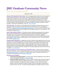 JMU Graduate Community News From here, everything is possible!