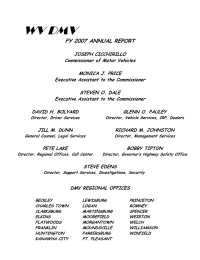 WV DMV FY 2007 ANNUAL REPORT