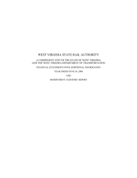 WEST VIRGINIA STATE RAIL AUTHORITY