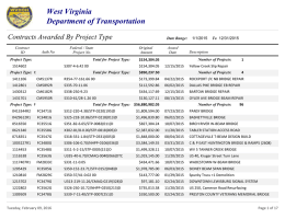 West Virginia Department of Transportation Contracts Awarded By Project Type