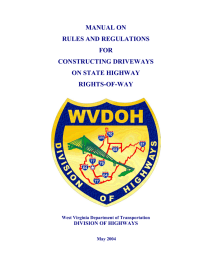 MANUAL ON RULES AND REGULATIONS FOR CONSTRUCTING DRIVEWAYS
