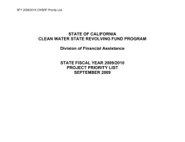 STATE OF CALIFORNIA CLEAN WATER STATE REVOLVING FUND PROGRAM