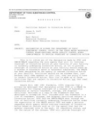 STA TE OF CALIFORNIA-CALIFORNIA ENVIRONMENTAL PROTECTION AGENCY Governor ____________________________________________________________________________________________________________________________________