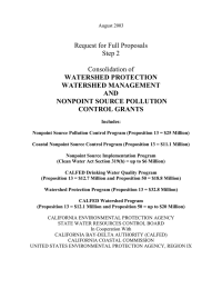 Request for Full Proposals Consolidation of WATERSHED PROTECTION