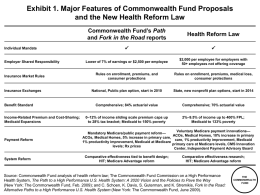 Exhibit 1. Major Features of Commonwealth Fund Proposals Path Health Reform Law